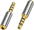 Two audio connectors, one gold and one silver, on a white background.