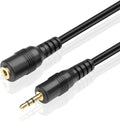 Black audio cable with 3.5mm plug on a white background