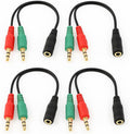 AXYON 3.5mm headset splitter multi-pack – 2 or 4 pack Y adapter cables for school, business, home office use