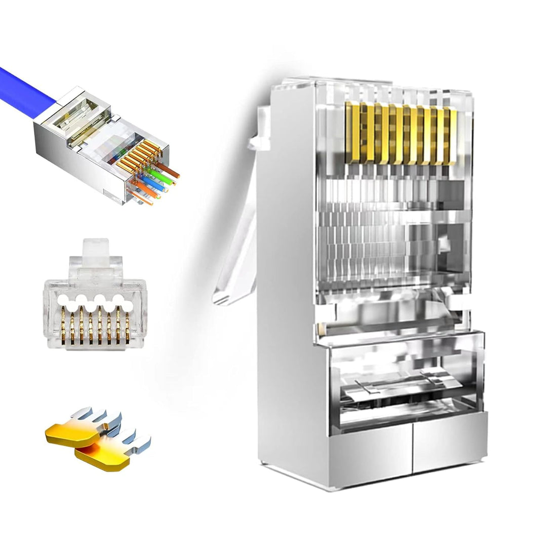 AXYON Cat6A RJ45 Pass Through Connector Shielded FTP