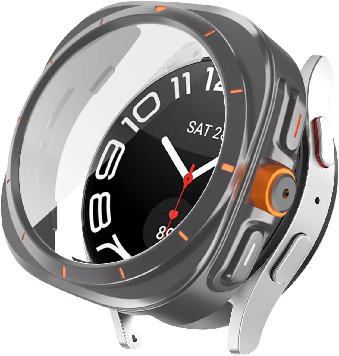 Smartwatch with a metallic case on a white background