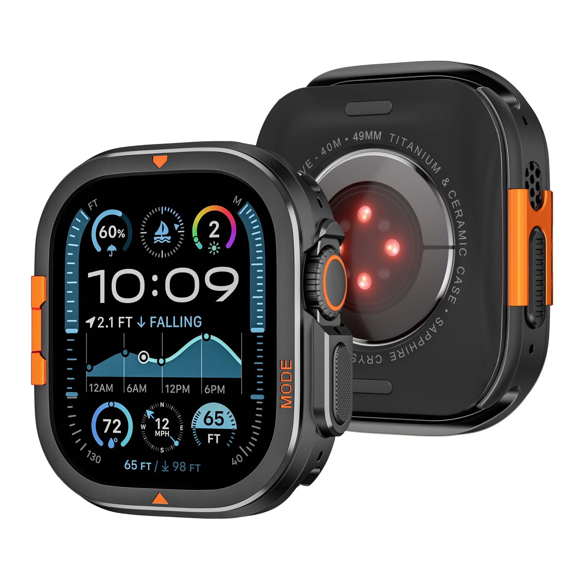 Smartwatch with display and side view on a white background