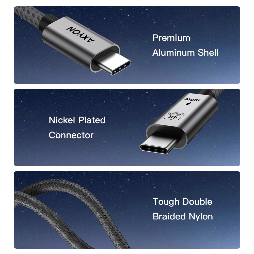 AXYON cable with features highlighted on a blue gradient background