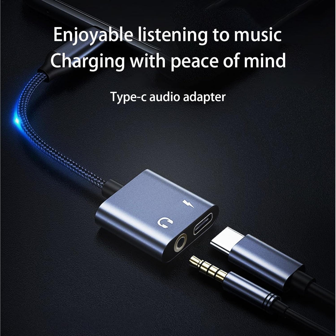 Aux to USB C Audio Adapter Hi-Res Sound | AXYON Black