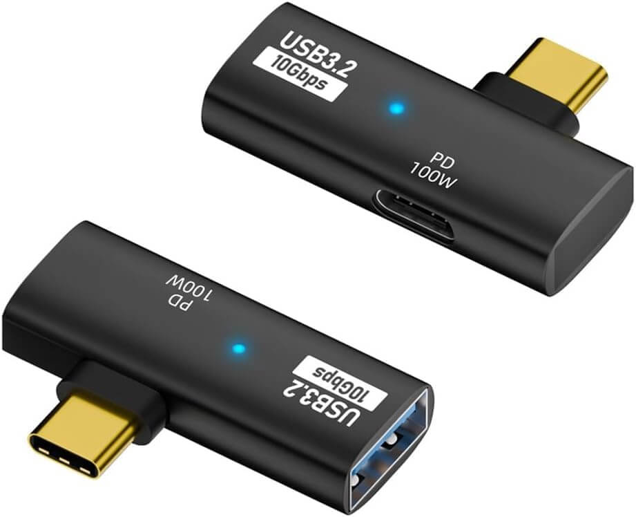 2-in-1 USB C to USB Adapter 100W Charging 2-Pack | AXYON Black 