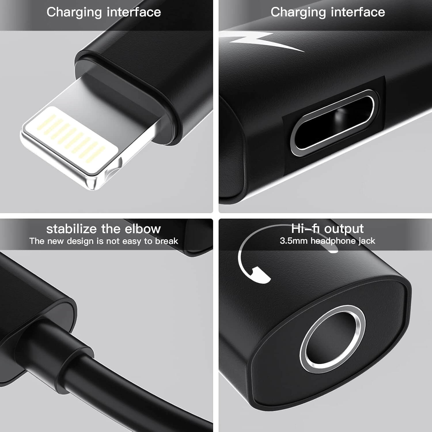 2-in-1 Lightning to Headphone Audio & Charger Adapter Interface