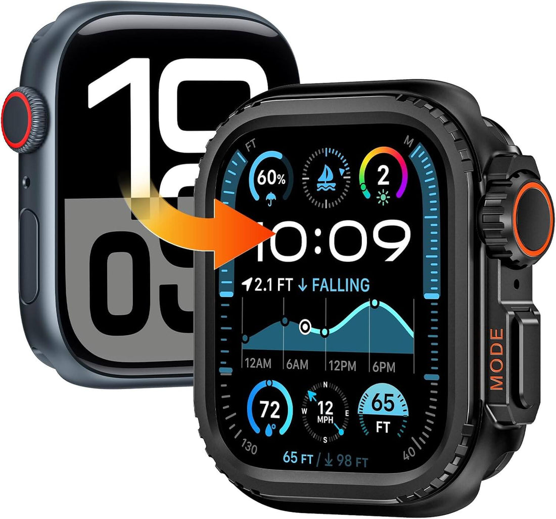 Smartwatch with a detailed display showing various metrics on a white background