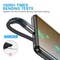 AXYON USB-C cable tested for 10000+ bending cycles with upgraded TPE wire connectors that bend freely without breaking