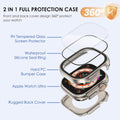 Smartwatch with protective case and screen protector on a white background