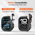 Two types of alloy watch cases with compatibility text on a white background
