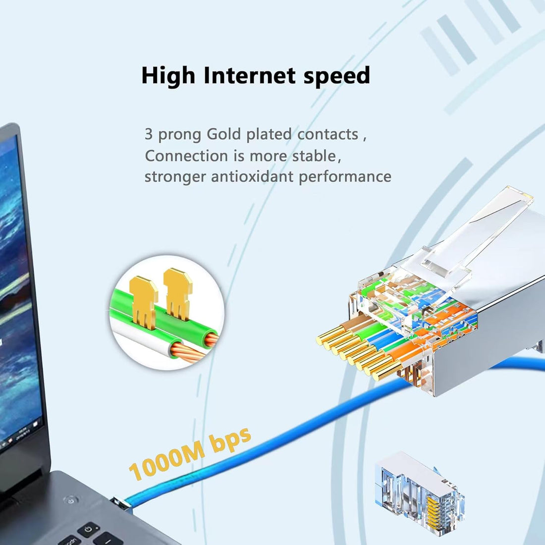 AXYON Cat6A RJ45 Pass Through Connector Shielded FTP