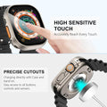 Smartwatch with high-sensitive touch and precise cutouts feature on a white background