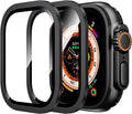 Smartwatch with a black protective case on a white background