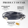 Ethernet cable with strain-relief boots, gold-plated contacts, and excellent materials on a white background.