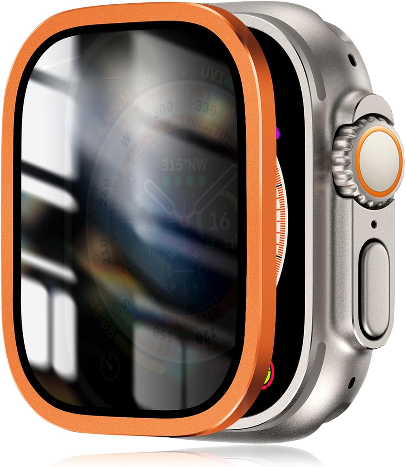 Smartwatch with an orange protective case on a white background | AXYON