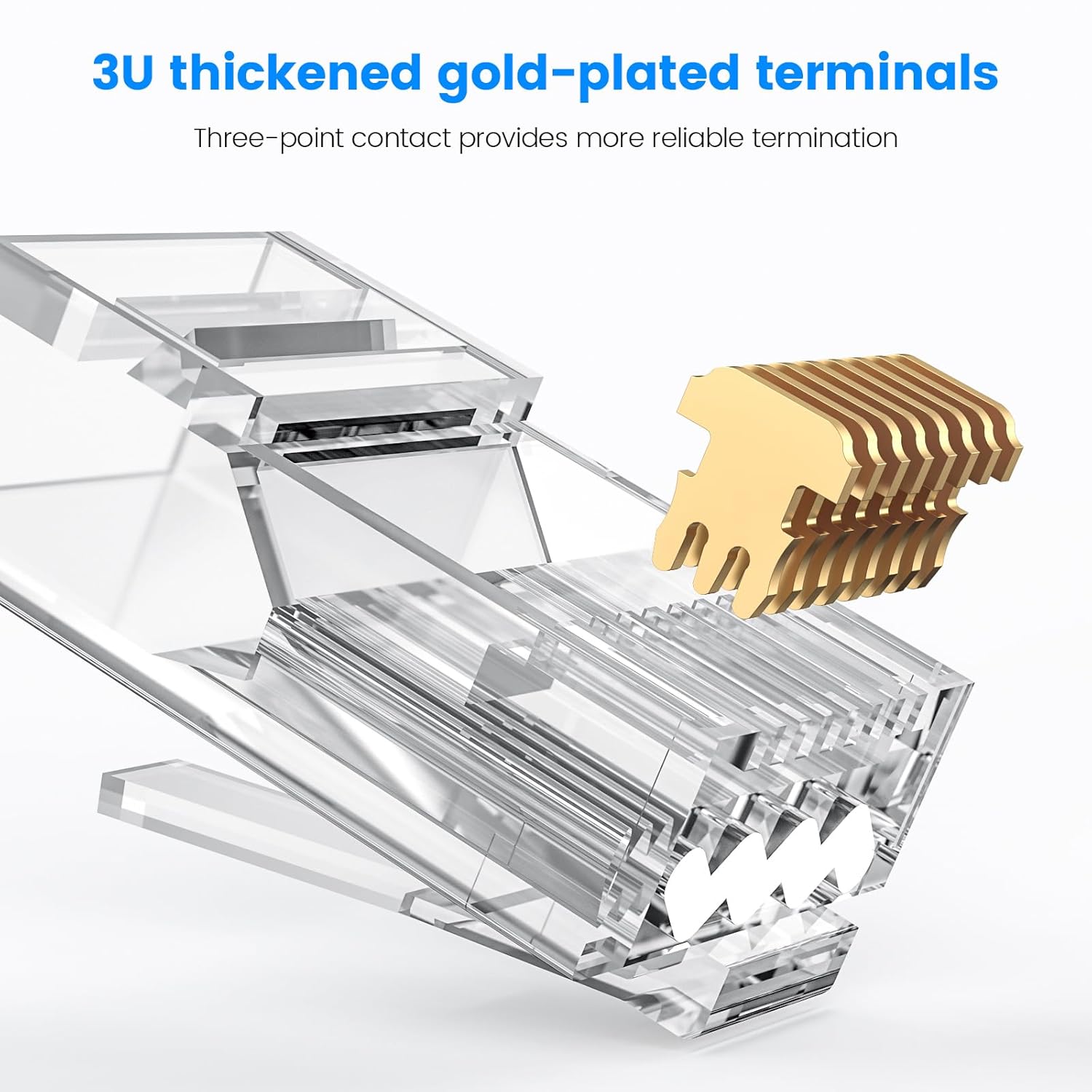 Unshielded Cat6A RJ45 pass through connectors for 10G Ethernet
