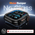 Smartwatch with a metal bumper on a dark background
