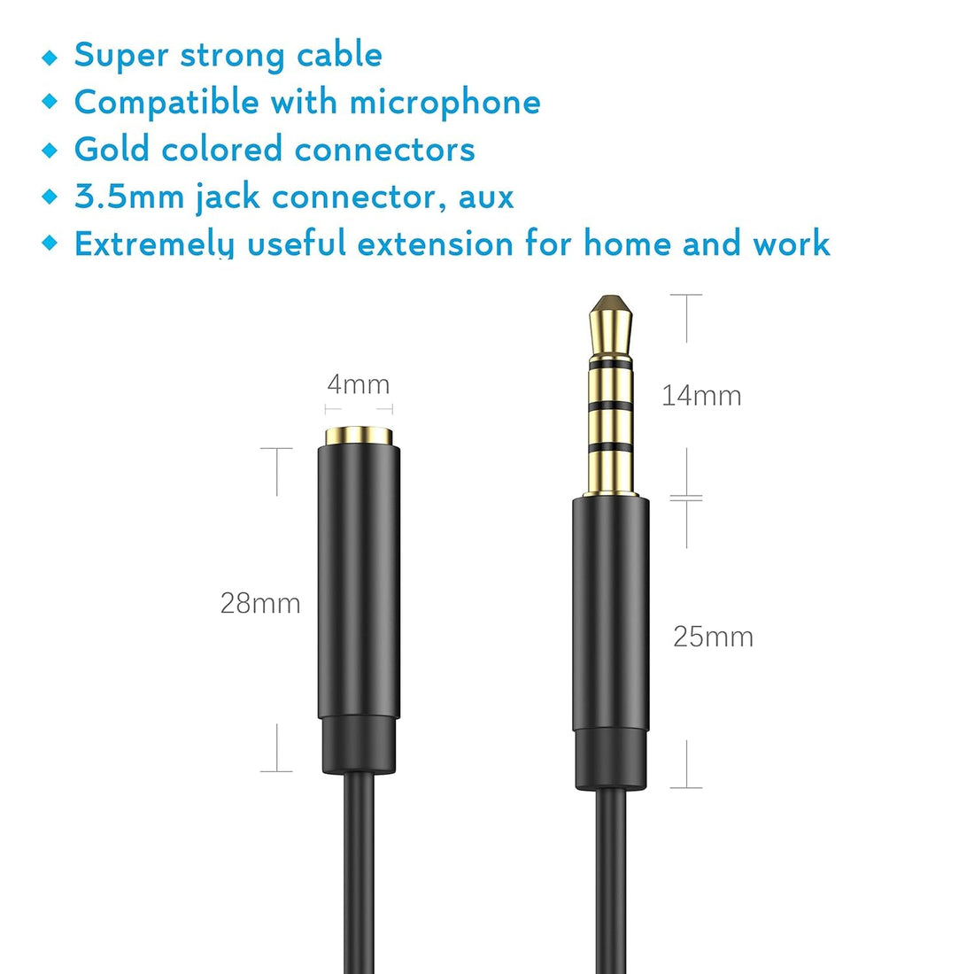 3.5mm Audio Jack Extension Cable 1.5m | AXYON Black