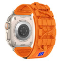 Smartwatch with an orange strap on a white background