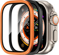 Smartwatch with protective screen covers on a white background