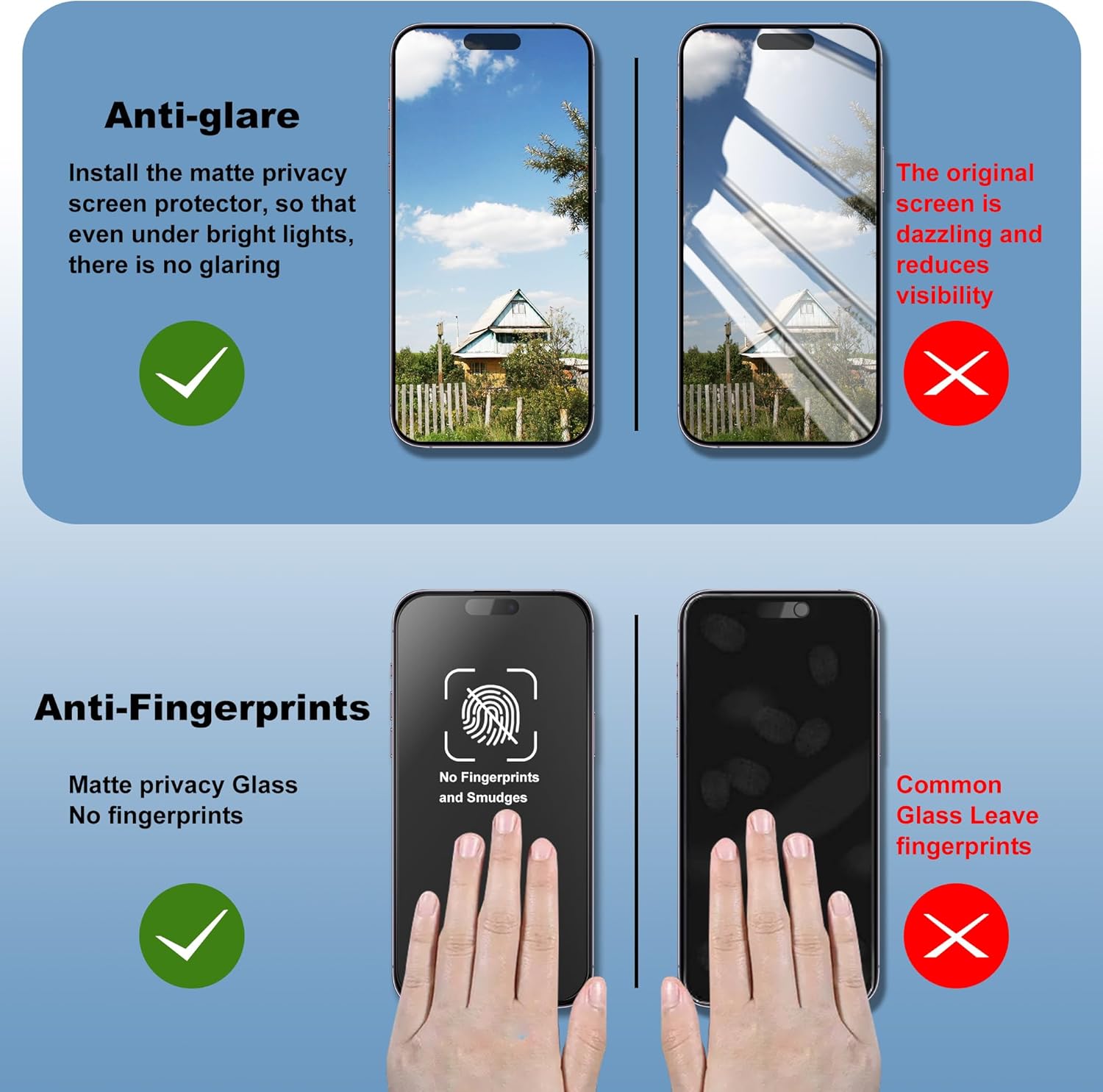 AXYON® Titan Series Matte Glass – Anti-Glare No Dazzling vs Bare Screen, Anti-Fingerprint vs Common Glass for iPhone 17
