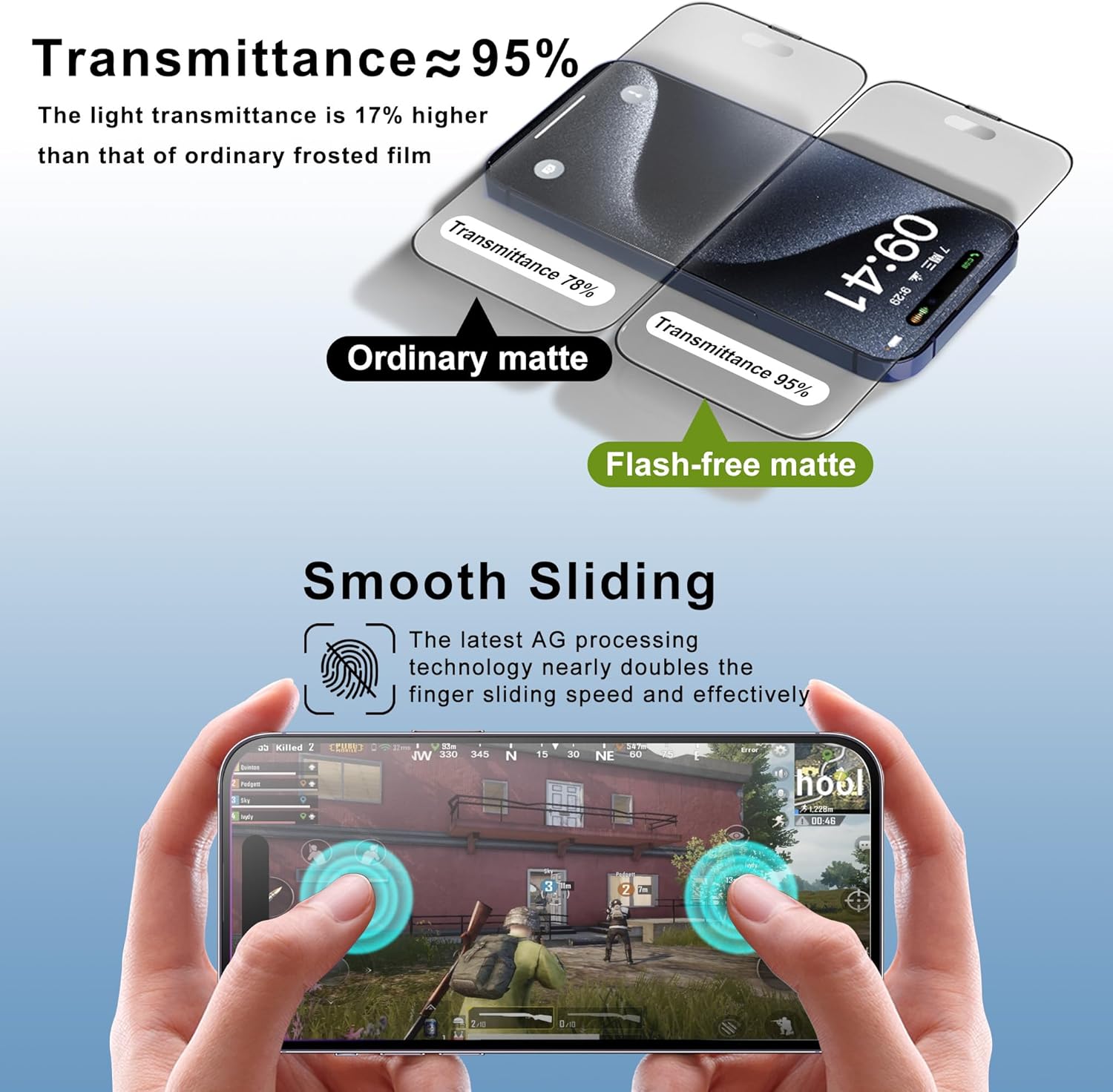 AXYON® Titan Series Matte Glass – 95% Light Transmittance, Flash-Free Matte Finish & Smooth Sliding AG Tech for iPhone 17
