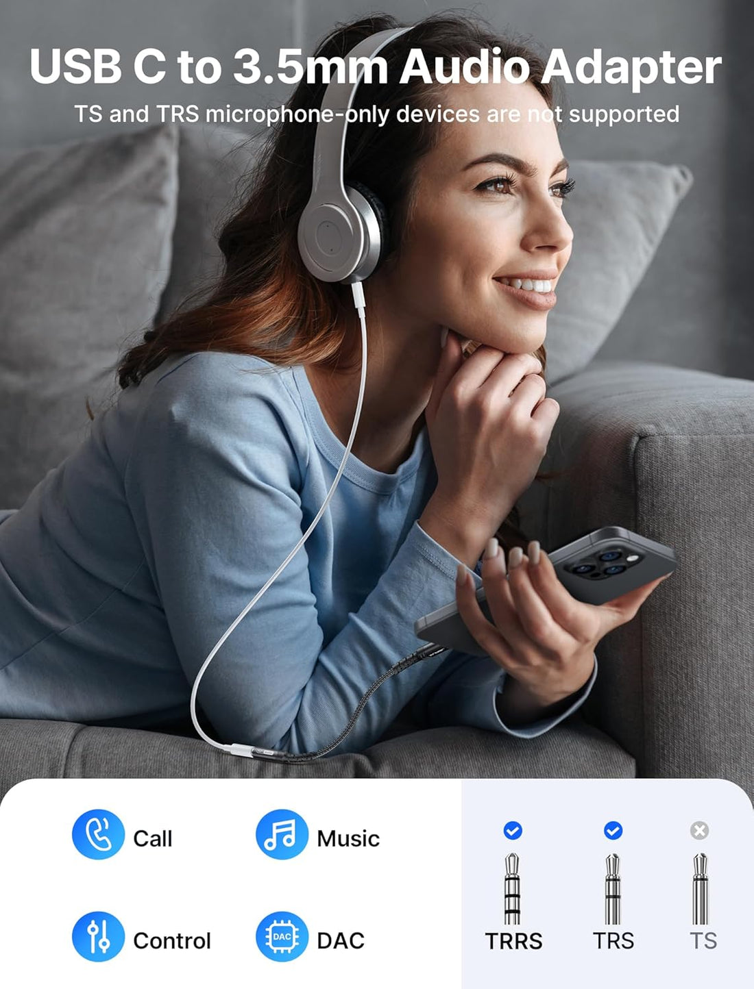 AXYON® USB‑C to 3.5mm Hi‑Res Audio Adapter – ALC5686 DAC, Calls + Mic Support