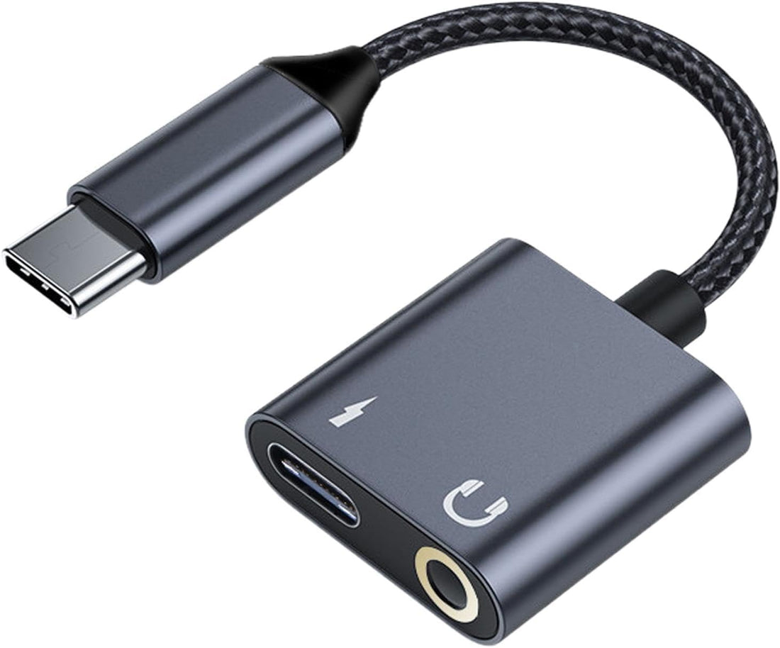 Aux to USB C Audio Adapter Hi-Res Sound | AXYON Black