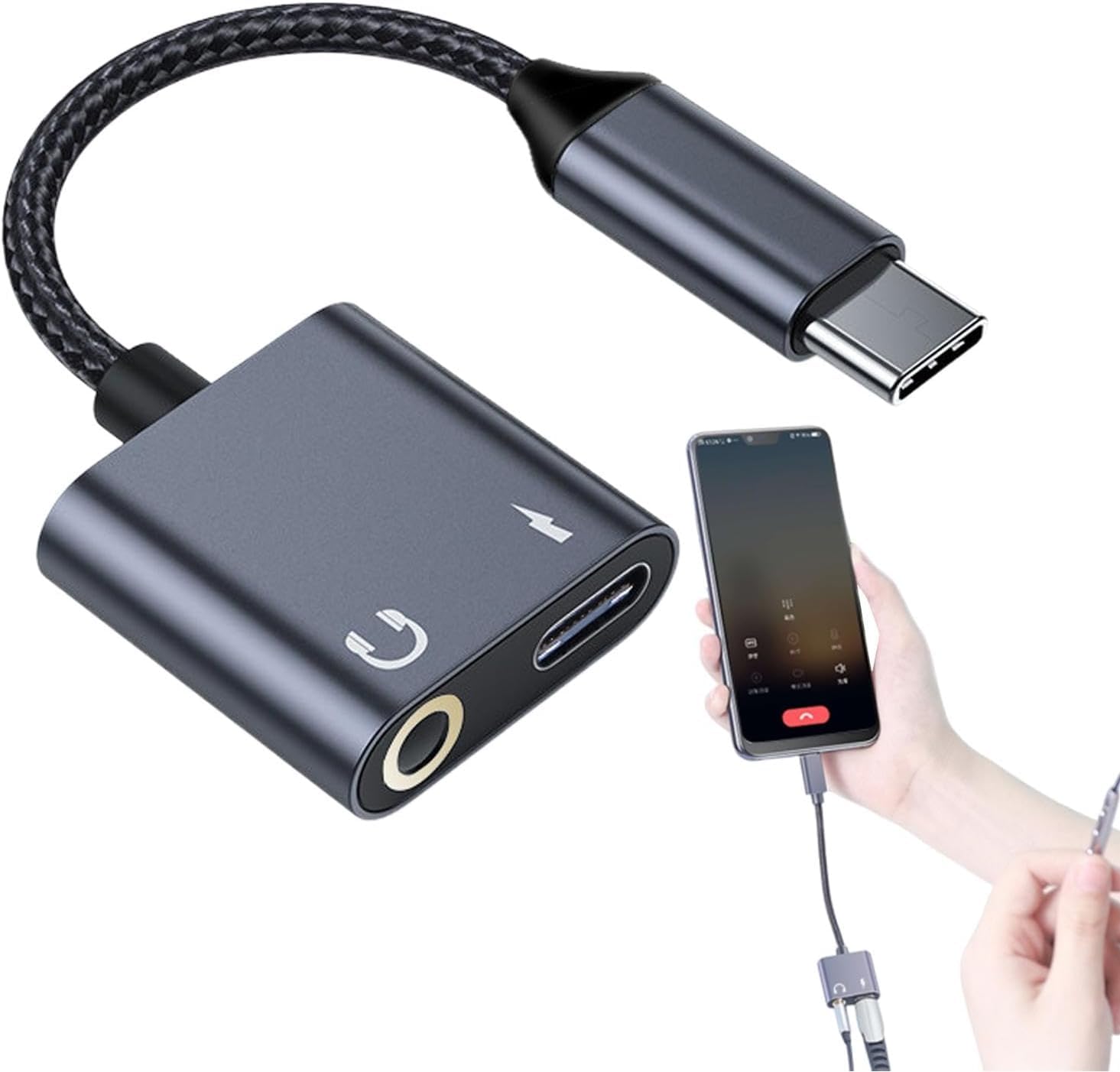 USB-C adapter with audio jack and charging port | AXYON