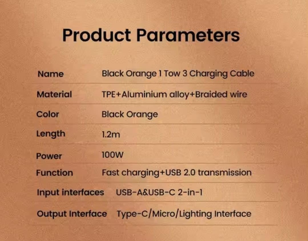 Multi Charging Cable 3-in-2 100W Nylon USB-C Combo | AXYON Product