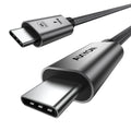 Silver USB-C cable with connectors on a white background