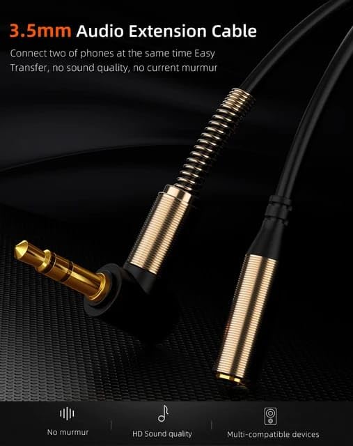 3.5 mm Audio and Mic Extension Cable 1m TRS Gold | AXYON black