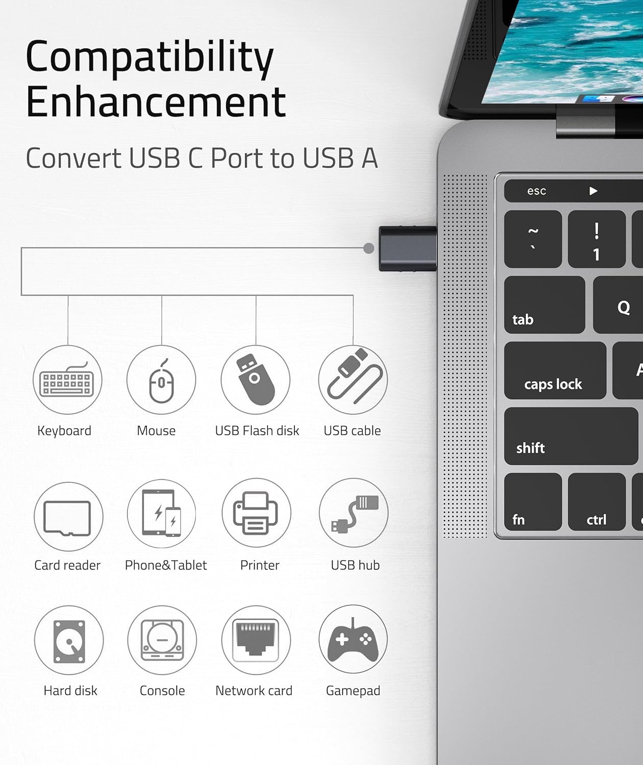 USB-C to USB-A 3.0 Adapter 2-Pack High-Speed OTG | AXYON Details