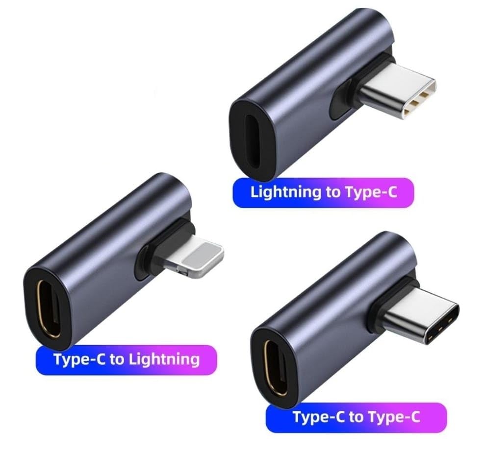USB Type C to 8-Pin Adapter 3-Pack Sync & Charge | AXYON black