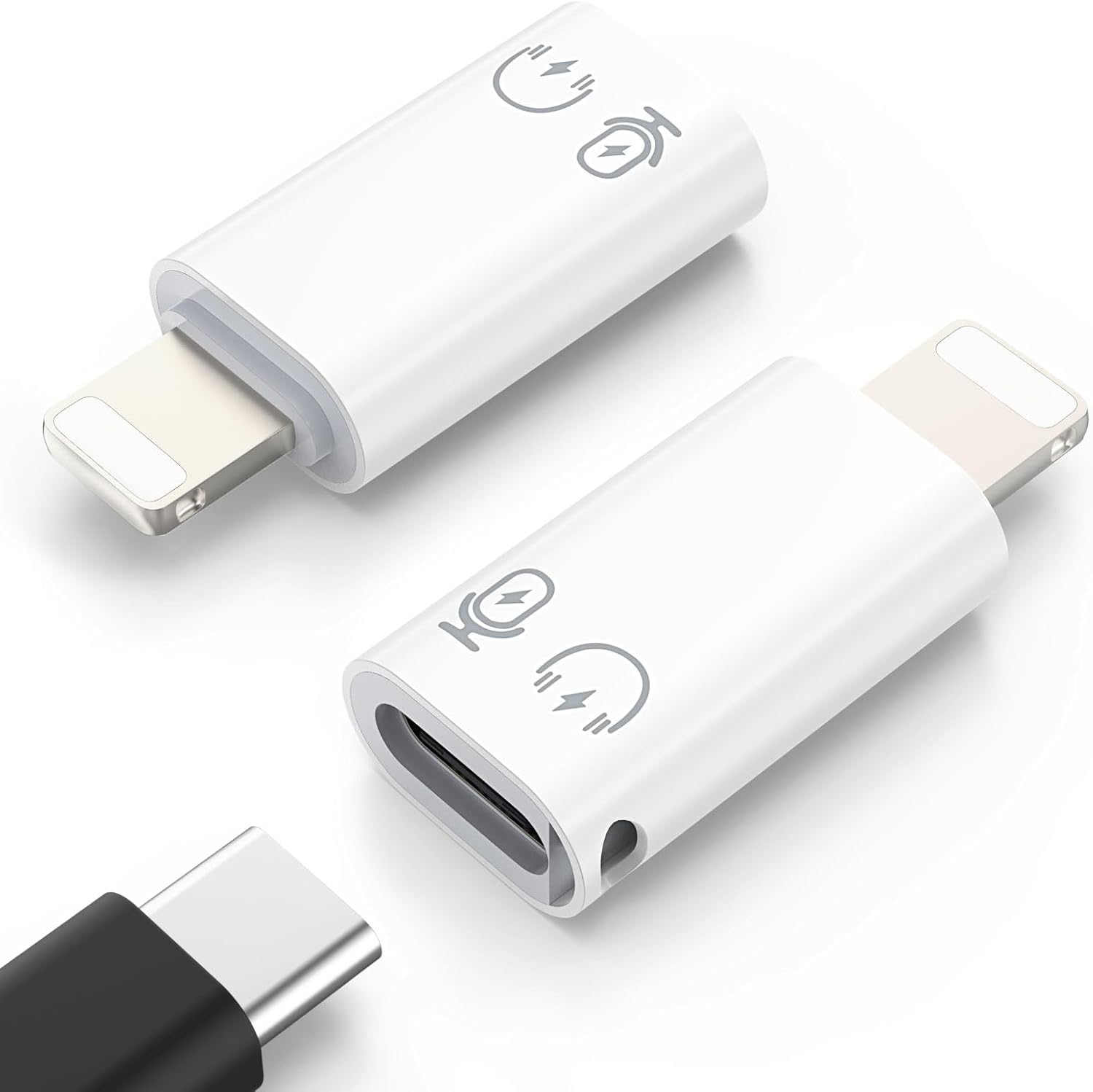 iOS to USB-C Adapter 3.1 Fast Charging & Data Sync 2-Pack | AXYON White