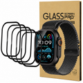 5 Pack Apple Watch Ultra 49mm with three edge-to-edge ceramic film screen protectors and retail packaging.