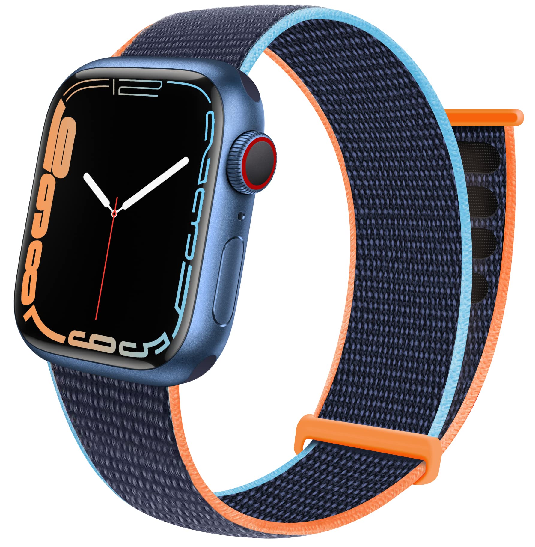 Deep Navy AXYON® Nylon Loop Strap for Apple Watch, breathable double‑layer nylon.