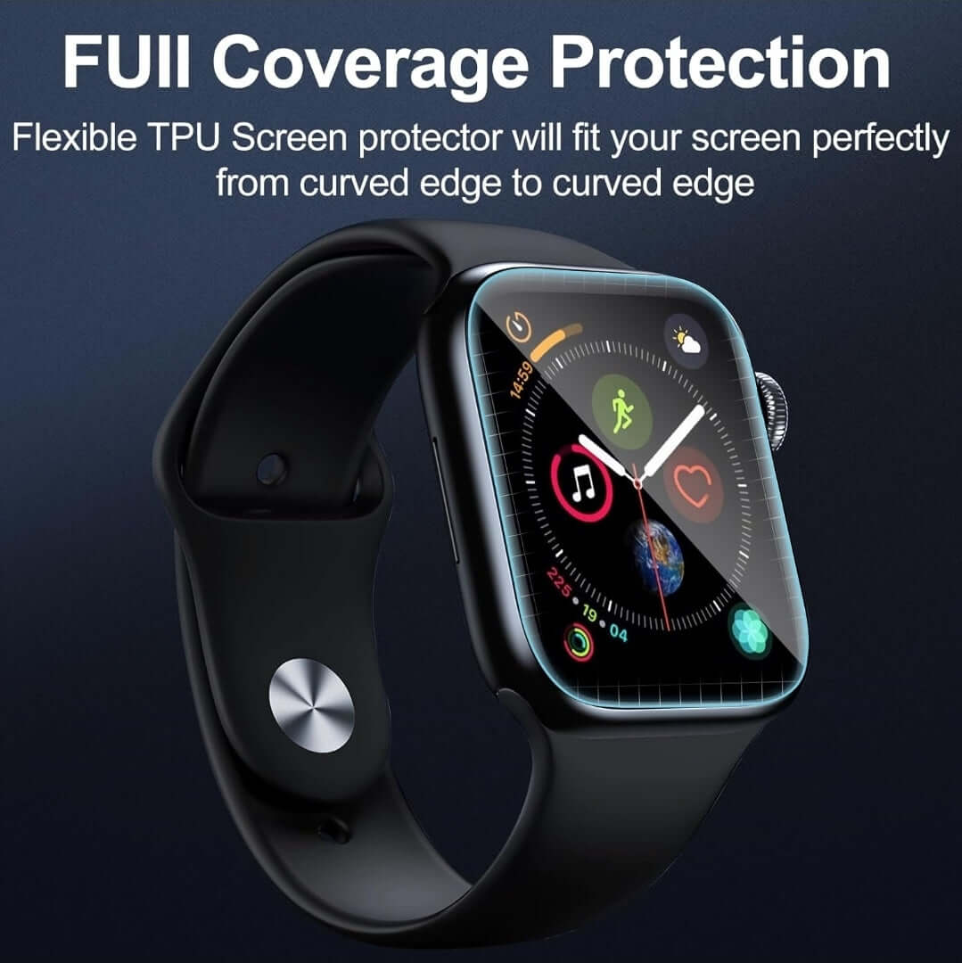 Smartwatch with a screen protector on a dark background