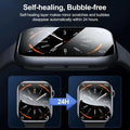 Smartwatch with a protective screen film showing self-healing properties.
