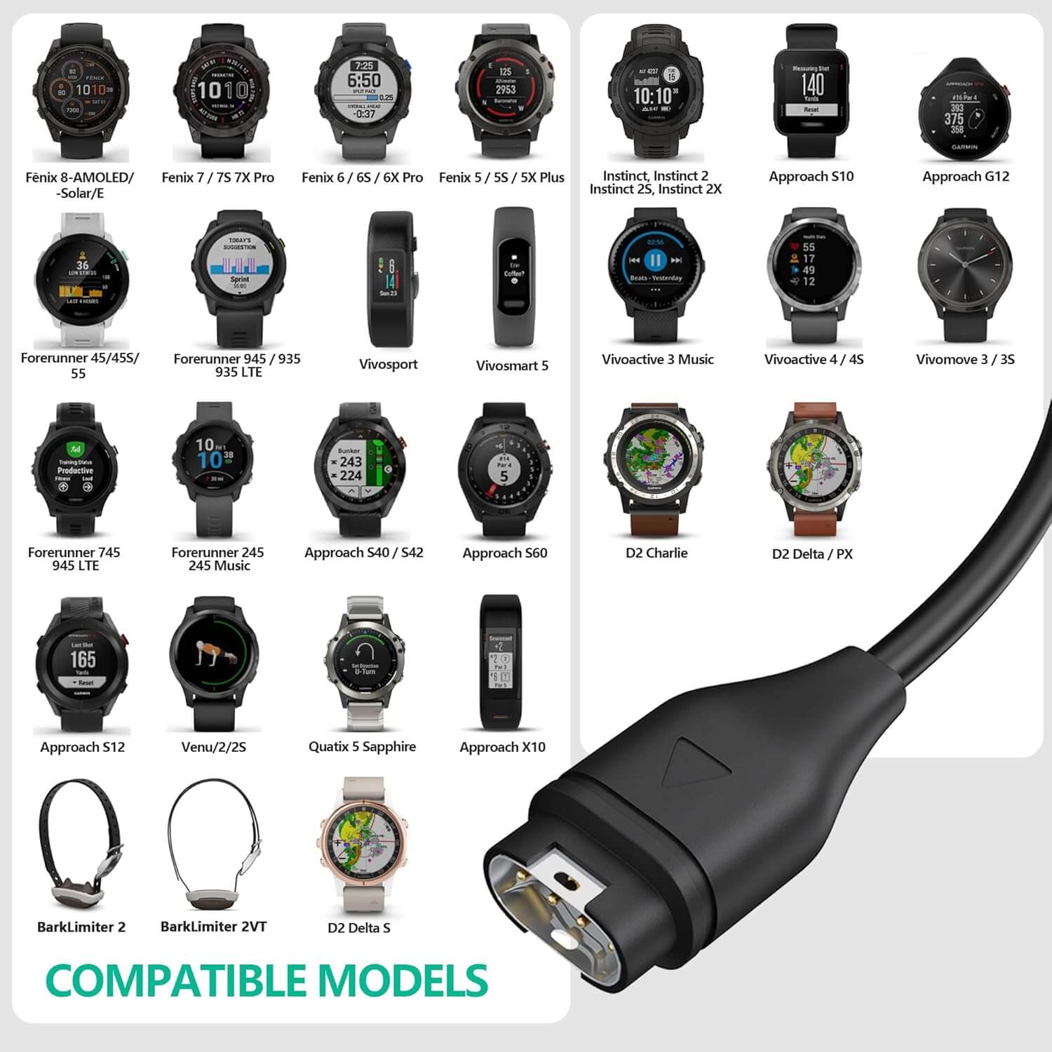 garmin watch charging cable-AXYON Models