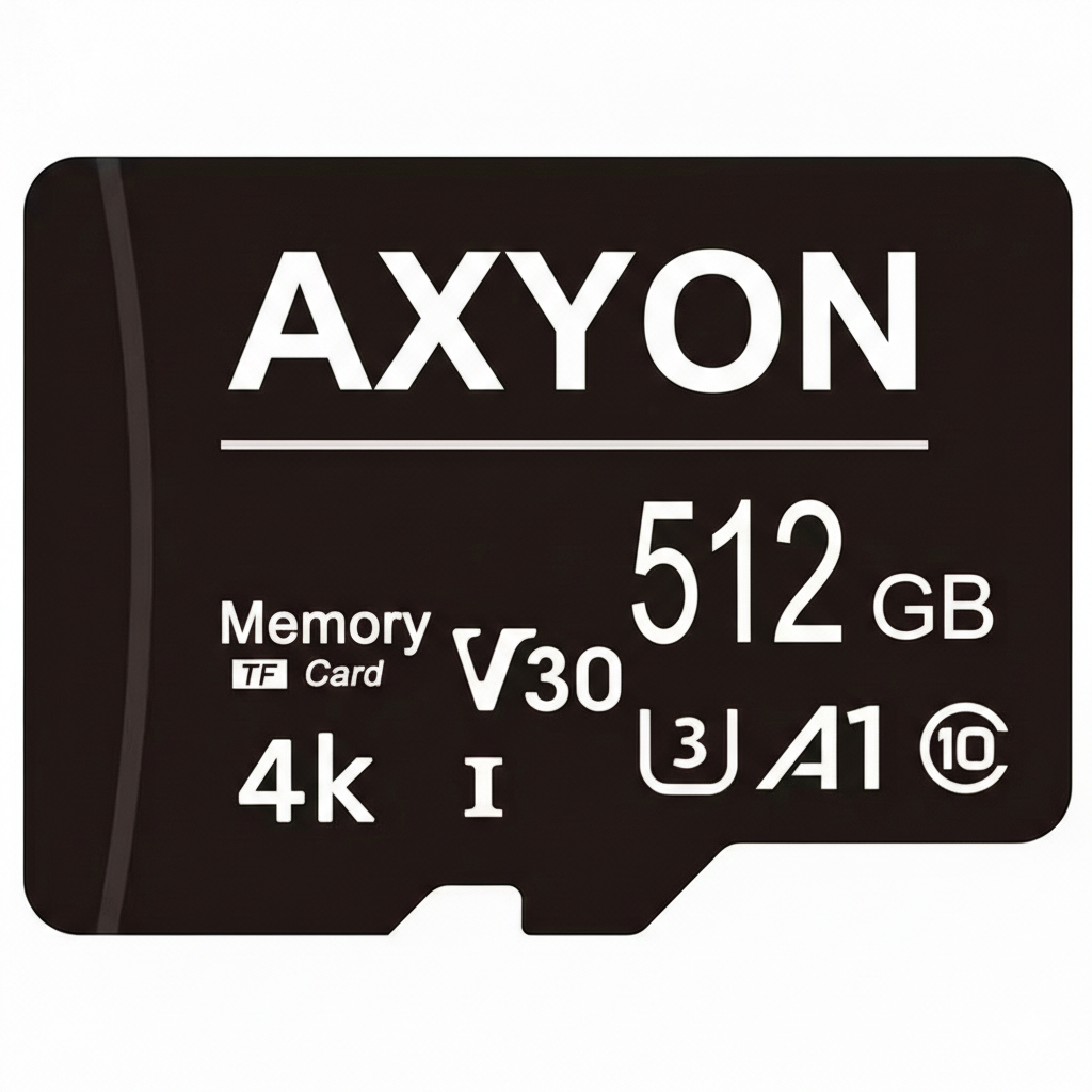 AXYON 512GB memory card on a white background