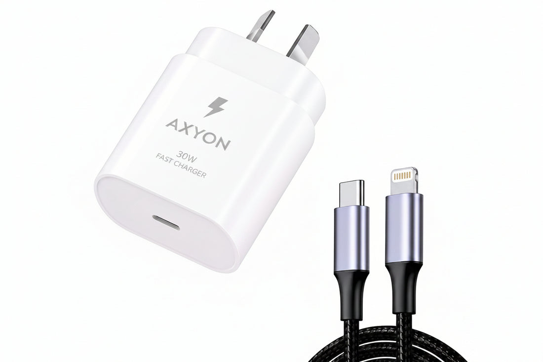 AXYON 30W Fast Charger and 27W USB-C to Lightning 1m Cable Combo
