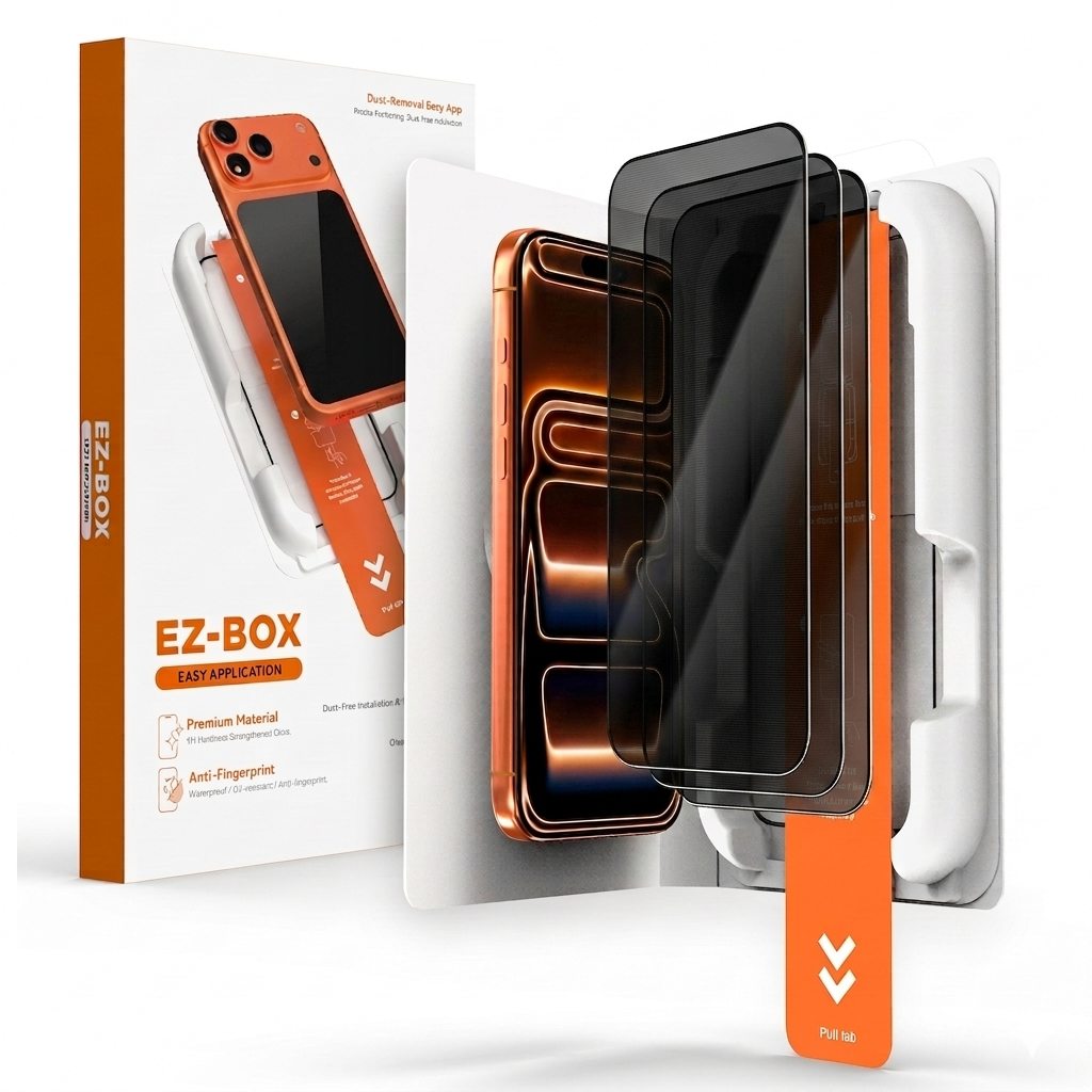 AXYON® EZ-Box Anti-Spy Privacy Screen Protector 3-Pack – 9H Tempered Glass, 28° Filter & EZ Pull-Tab Alignment Tray