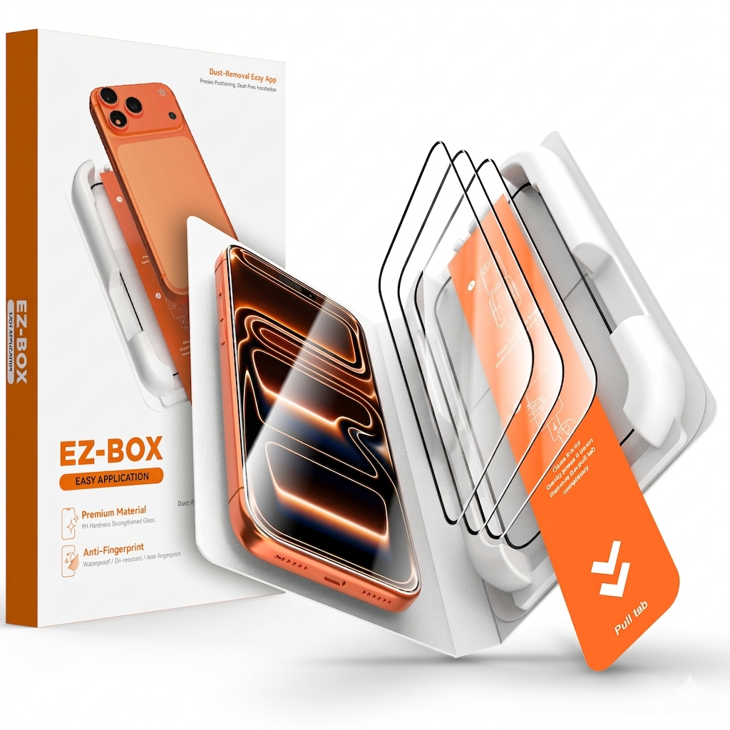 AXYON® EZ-Box 3-Pack HD Tempered Glass Screen Protector for iPhone 17 Pro Max – 9H, 2-Step Auto-Alignment