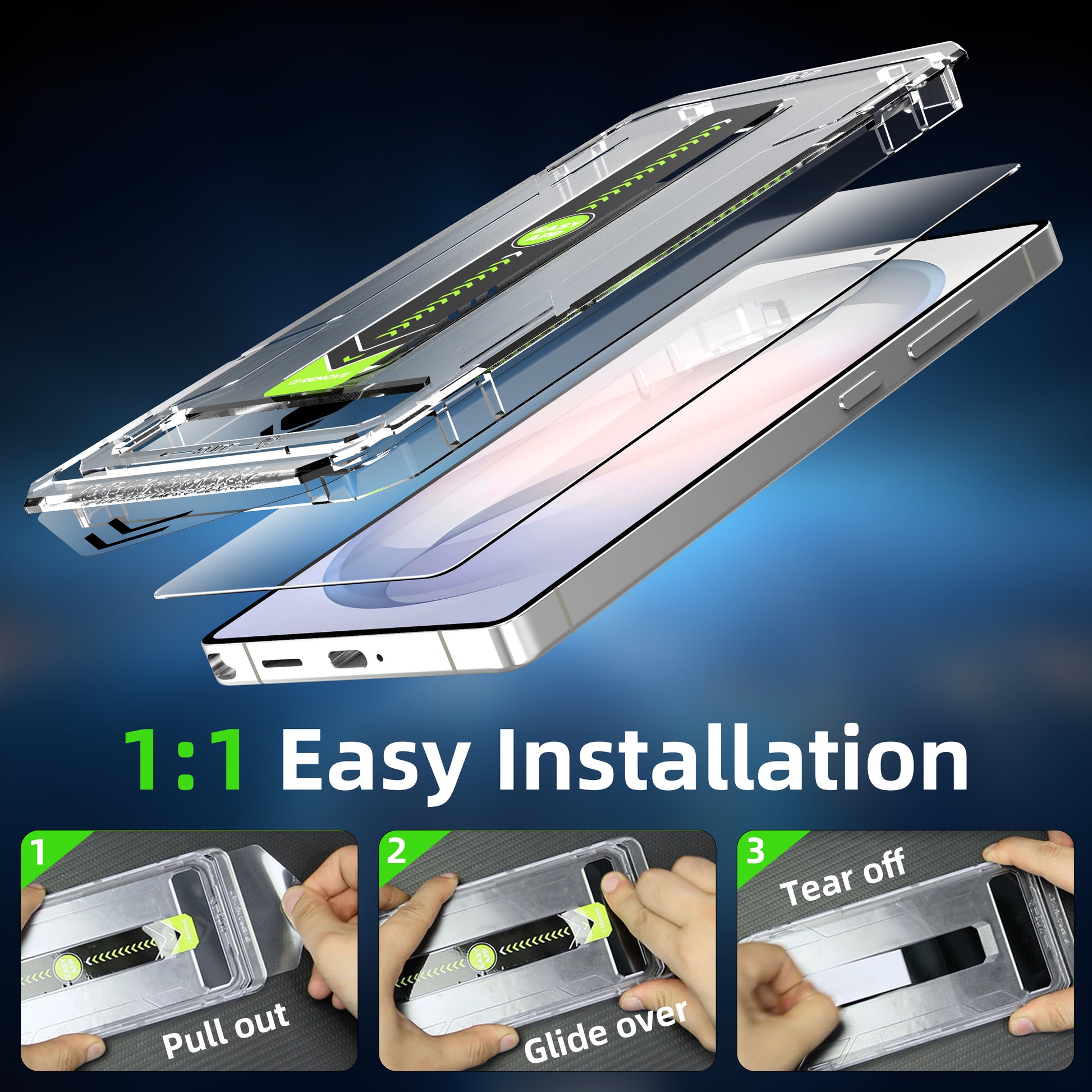 AXYON® Titan Series 1:1 Easy Installation – Pull Out, Glide Over & Tear Off Alignment Tray for Samsung Galaxy S26 Ultra
