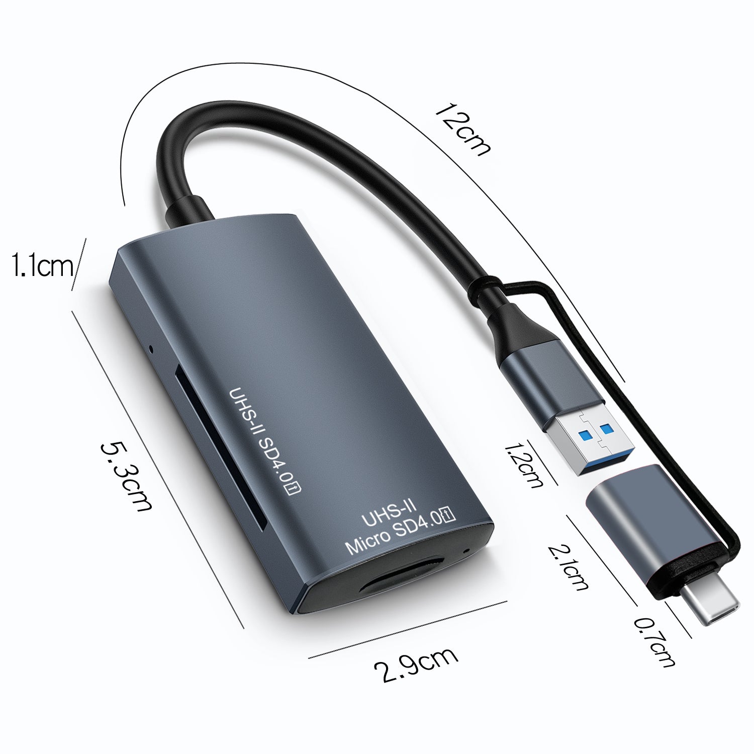 Close-up of the AXYON SD and MicroSD card reader slots, highlighting the durable casing and compact design