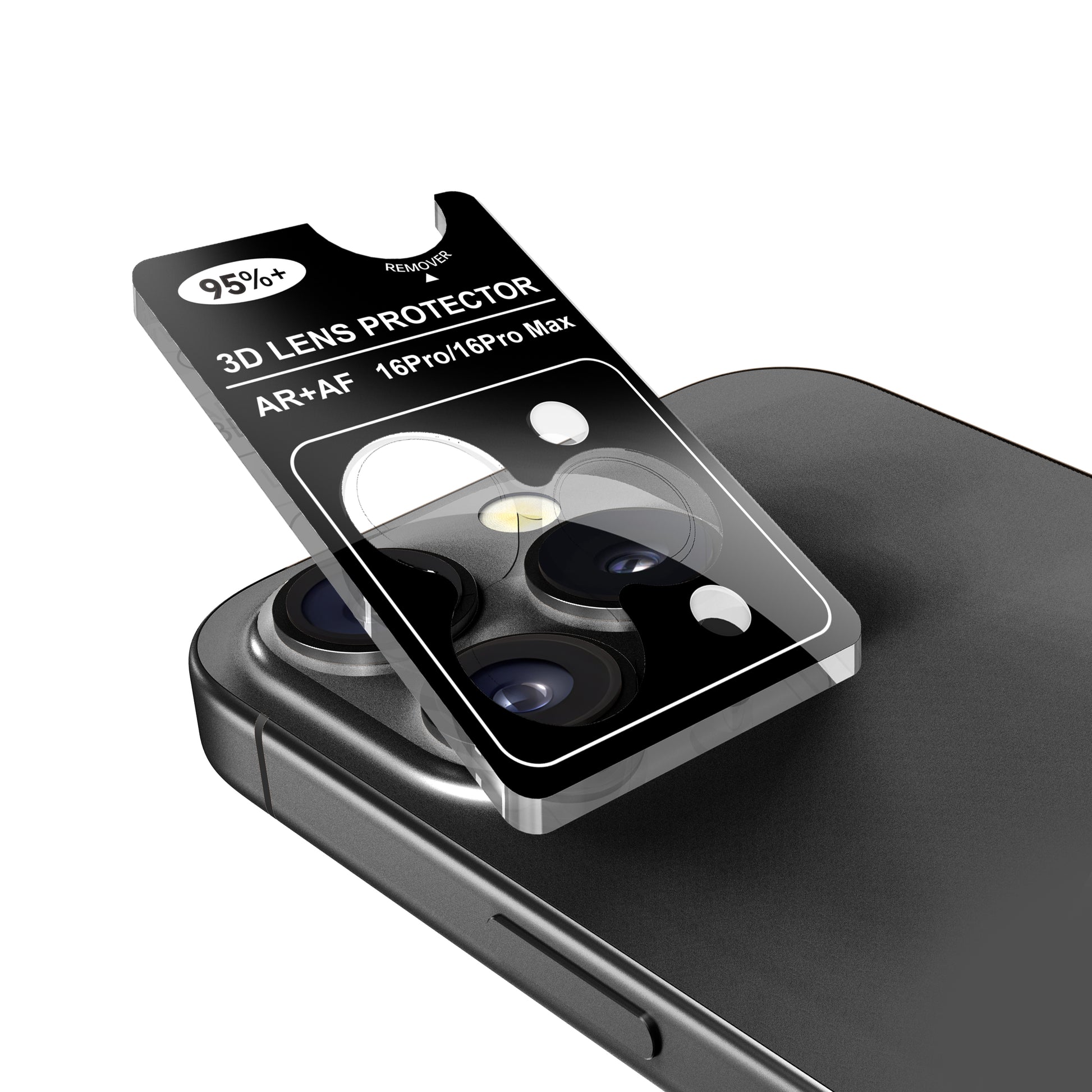 3D lens protector for a smartphone on a white background