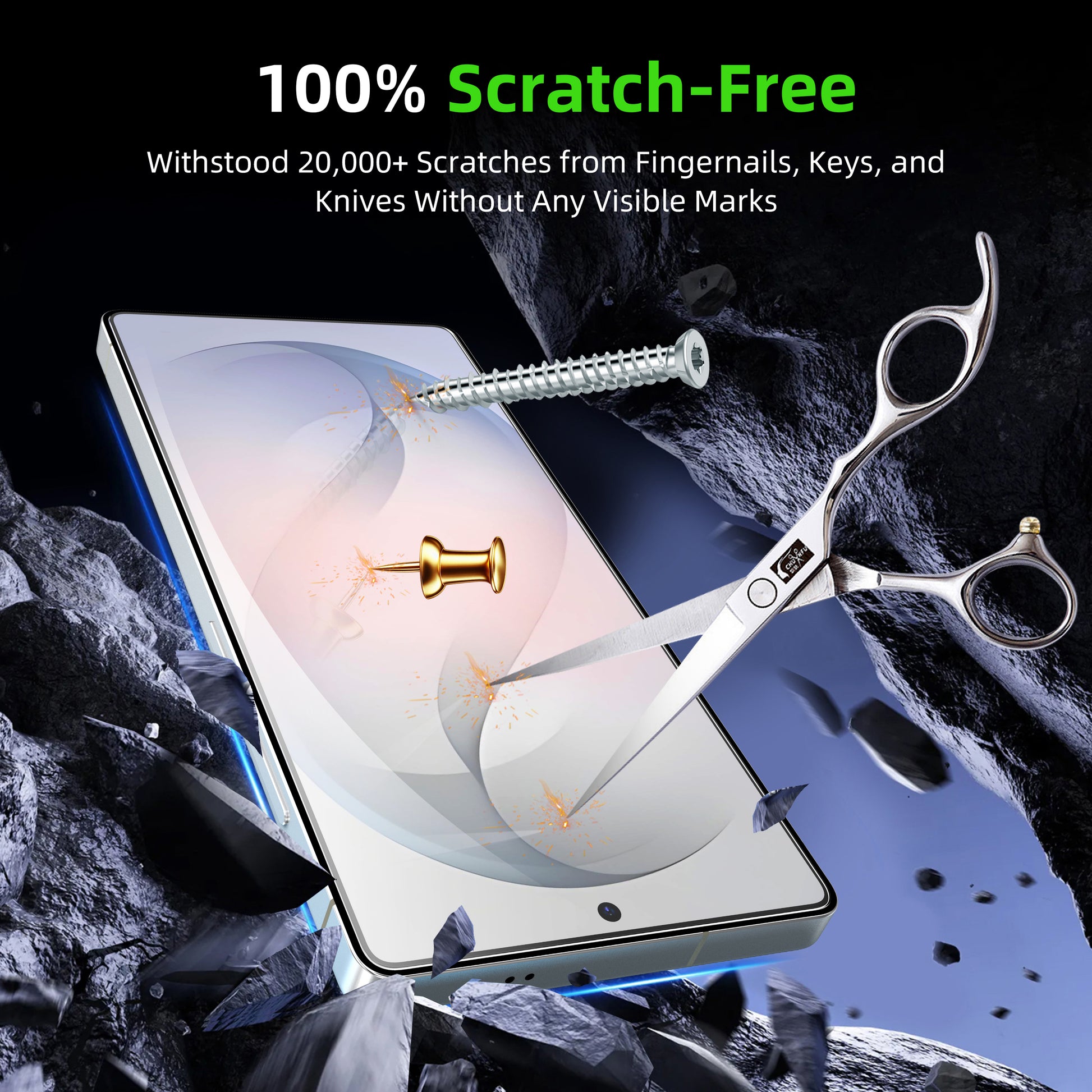 AXYON® Titan Series 9H Tempered Glass – 100% Scratch-Free, Withstood 20,000+ Scratches from Keys & Knives, Samsung S26 Ultra
