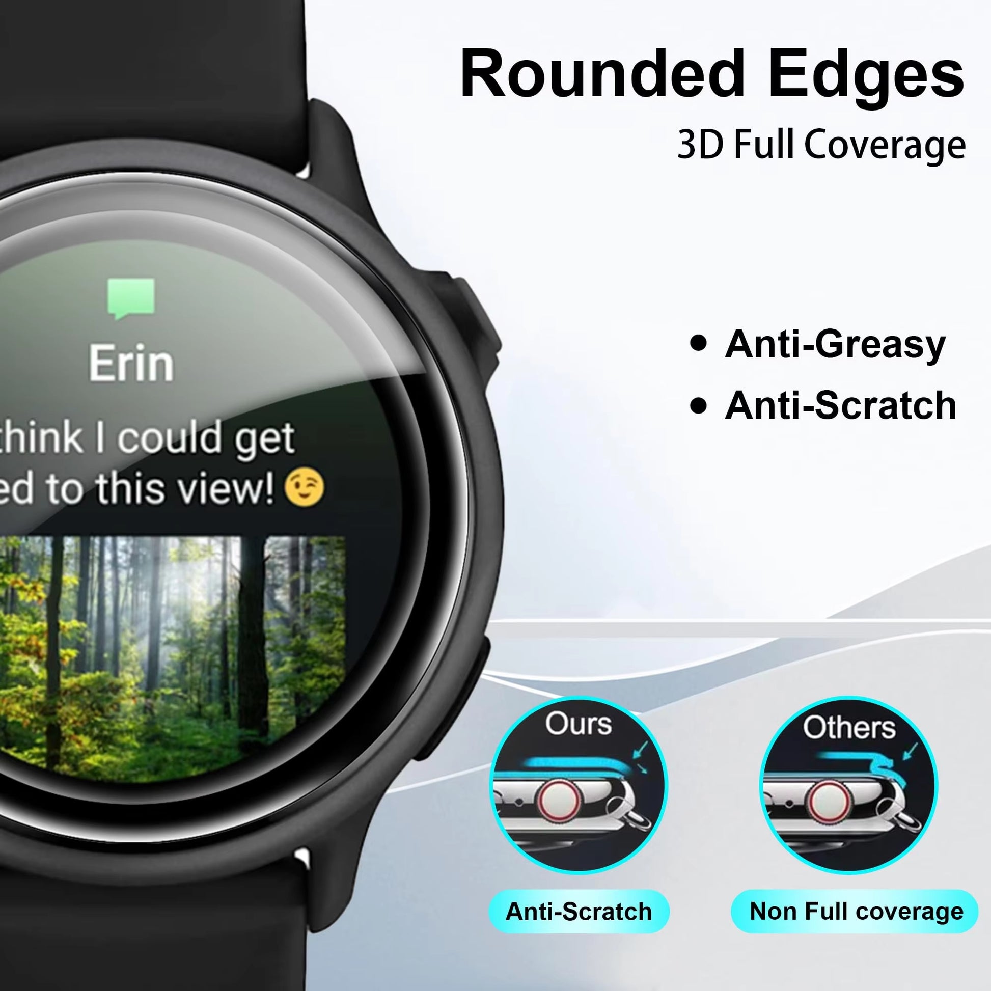 AXYON PMMA Film 3D Full Coverage for Garmin Vivoactive 6 - Rounded Edges Smartwatch Protection