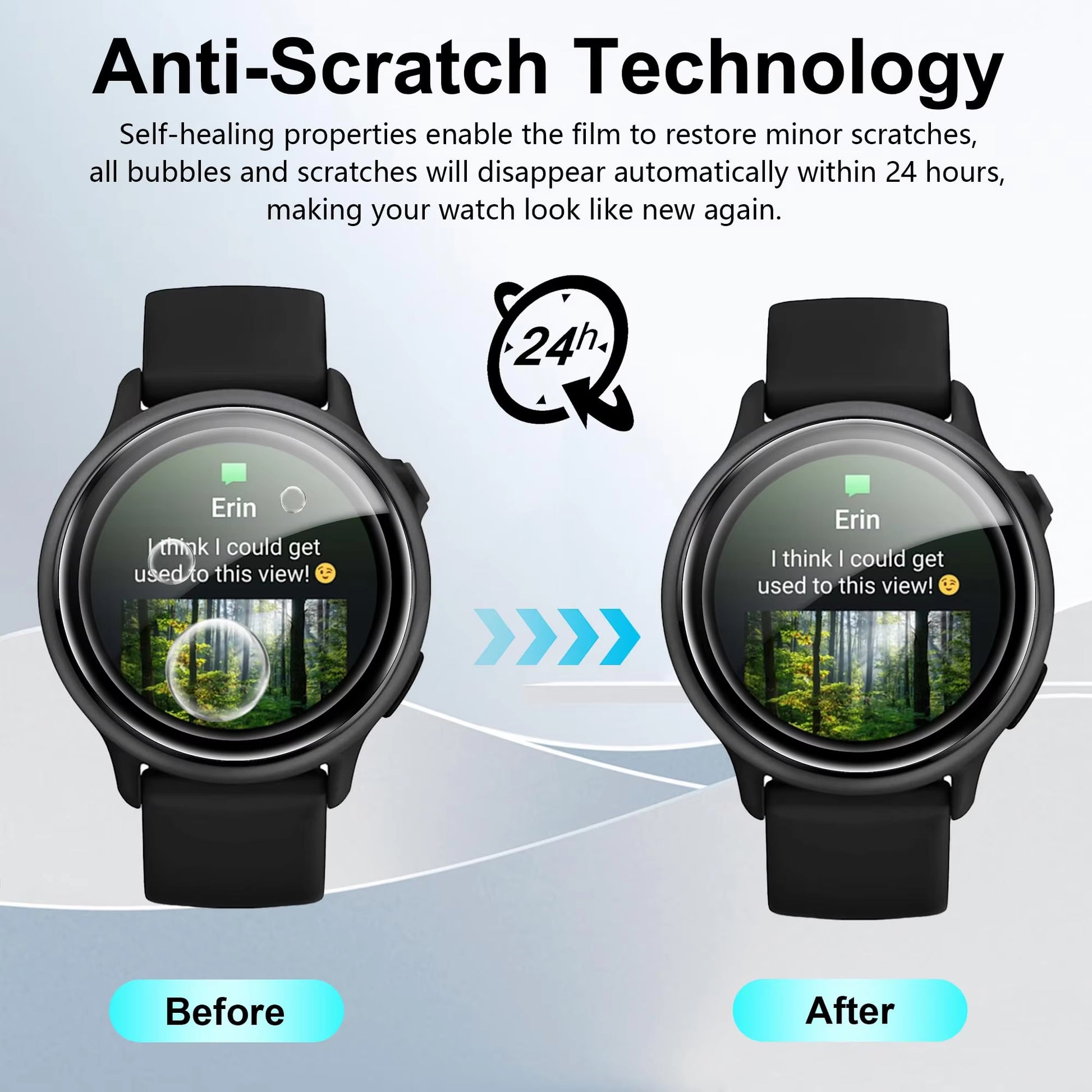AXYON PMMA Film Anti-Scratch Technology for Garmin Vivoactive 6 - Before and After Protection Comparison